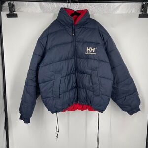 Vintage 90s Helly Hanson Men's Reversible Puffer Jacket Down Fill Rare XL Winter